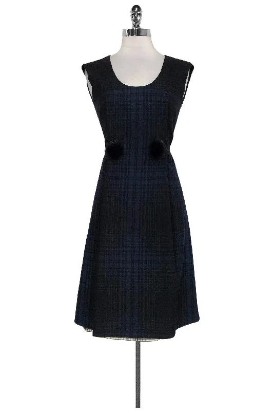 Louis Vuitton - Navy & Black Plaid Dress Sz 4 Long sleeve unclassified dresses