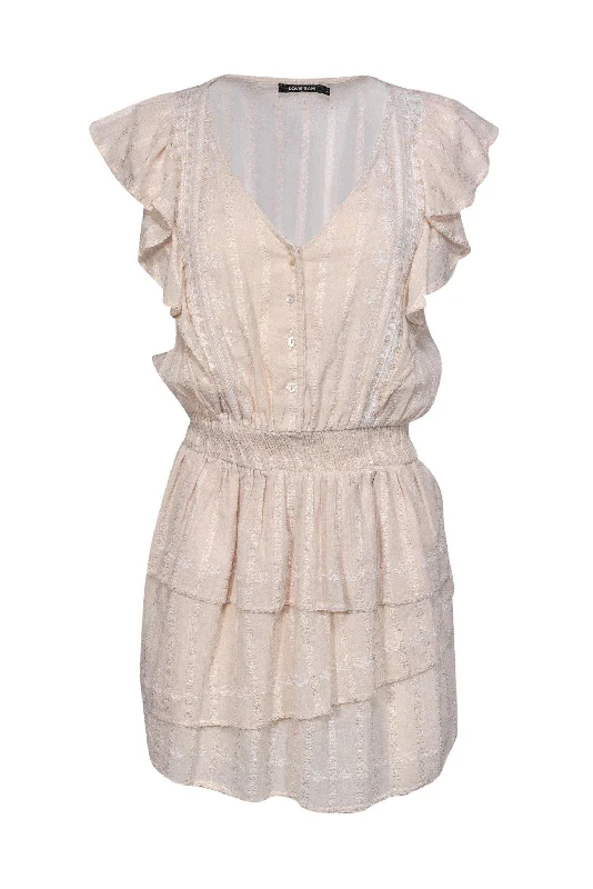 Love Sam - Light Blush Ruffle Dress w/ Embroidery Sz S Breathable unclassified dresses