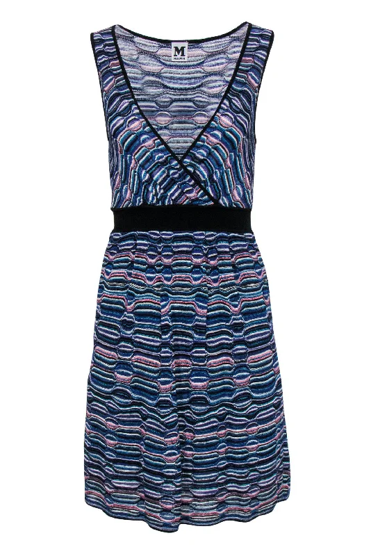 Missoni - Purple Wavy Striped V-Neck Knit Dress Sz 2 Chic unclassified dresses