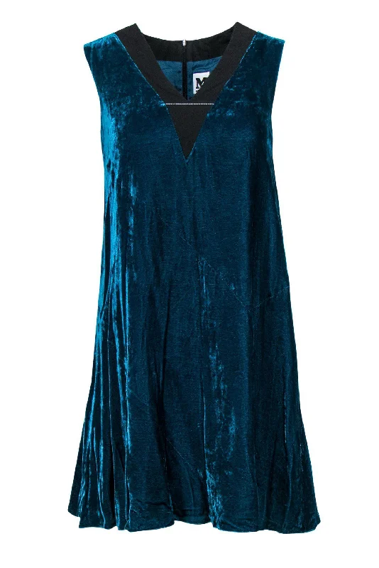 M Missoni - Teal Velvet Sleeveless Shift Dress Sz 0 Sleeveless unclassified dresses