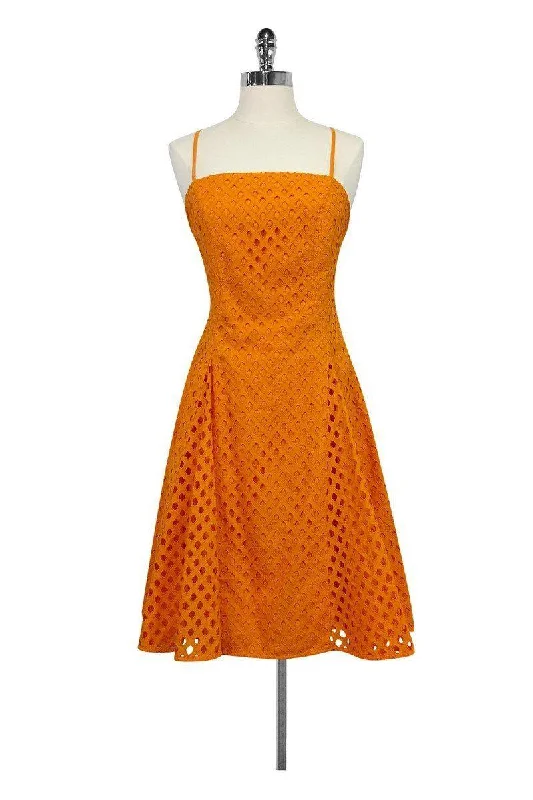 Maeve - Orange Eyelet Dress Sz 4 Silk unclassified dresses