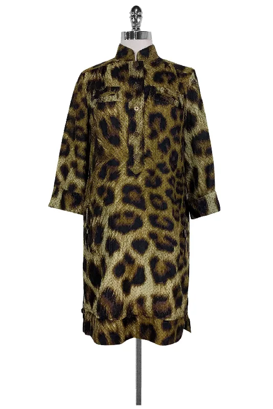 Magaschoni - Animal Print Shift w/ Pockets Sz S Tulle unclassified dresses