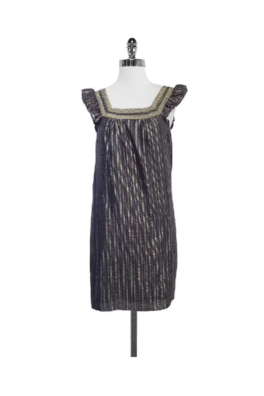 Marc by Marc Jacobs - Grey & Gold Striped Cotton Blend Dress Sz XS Wrap unclassified dresses