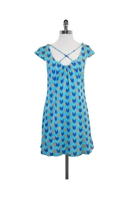 Marc Jacobs - Aqua Blue & Beige Geo Print Dress Sz S Discounted unclassified dresses