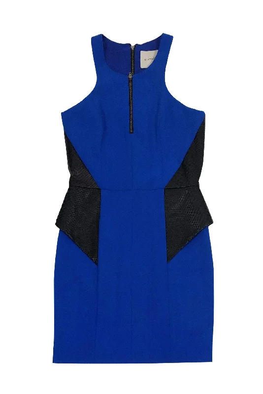 Mason - Royal Blue & Lambskin Trim Dress Sz 0 Sleeveless unclassified dresses