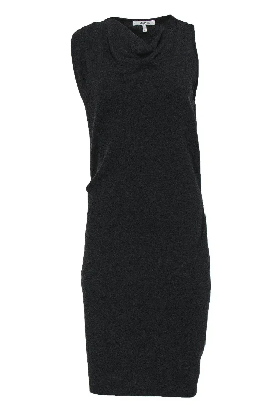 Max Mara - Charcoal Sleeveless Shift Dress Sz 10 Bold pattern unclassified dresses