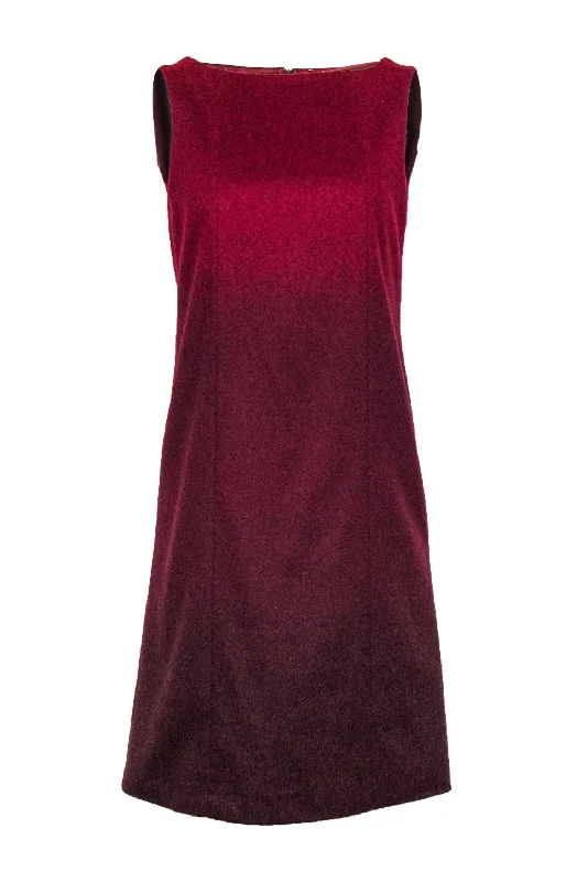 Max Mara - Red Fuzzy Wool Blend Shift Dress Sz 6 Lightweight unclassified dresses