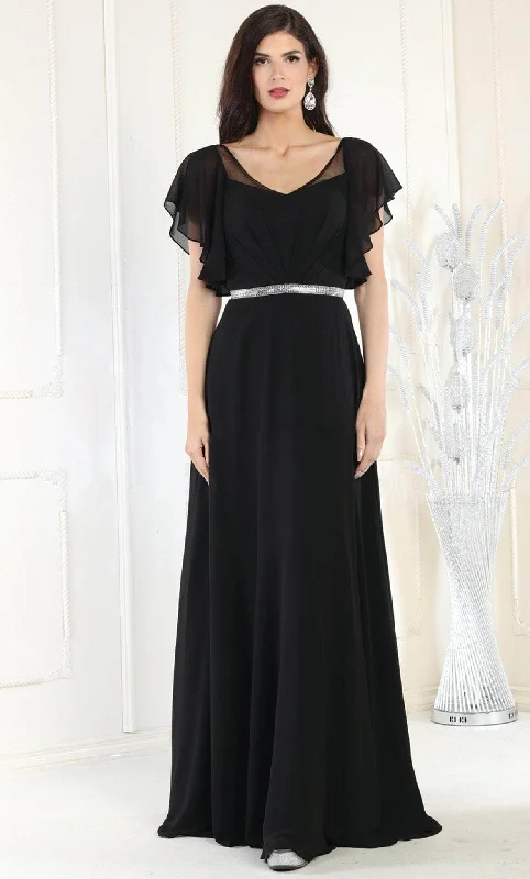 May Queen MQ1972 - Bell Sleeves V Neck A Line Gown Backless unclassified dresses