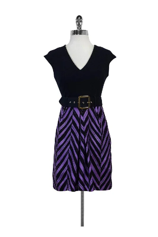 Milly - Navy & Purple Chevron Dress Sz 2 Flowy unclassified dresses