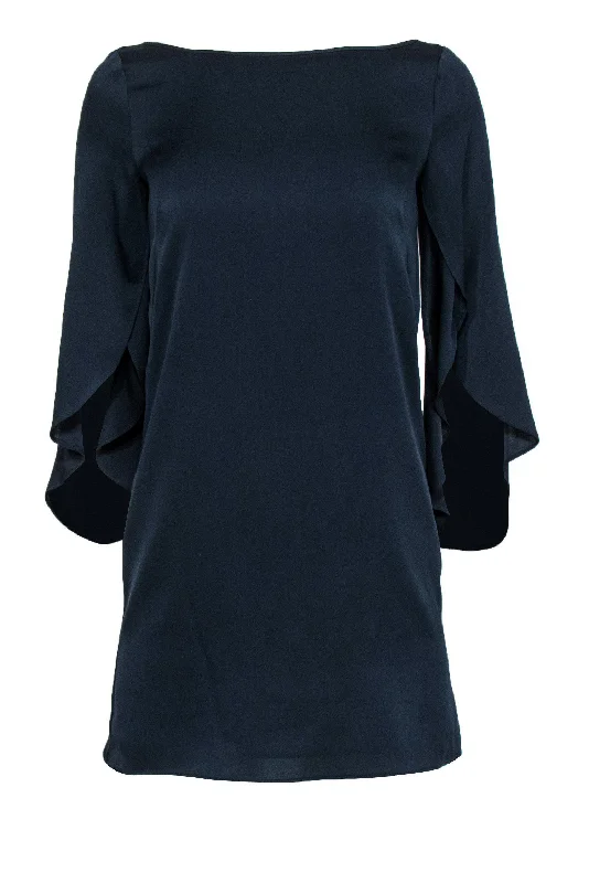 Milly - Navy Shift Dress w/ Slit Sleeves Sz 0 Chic unclassified dresses