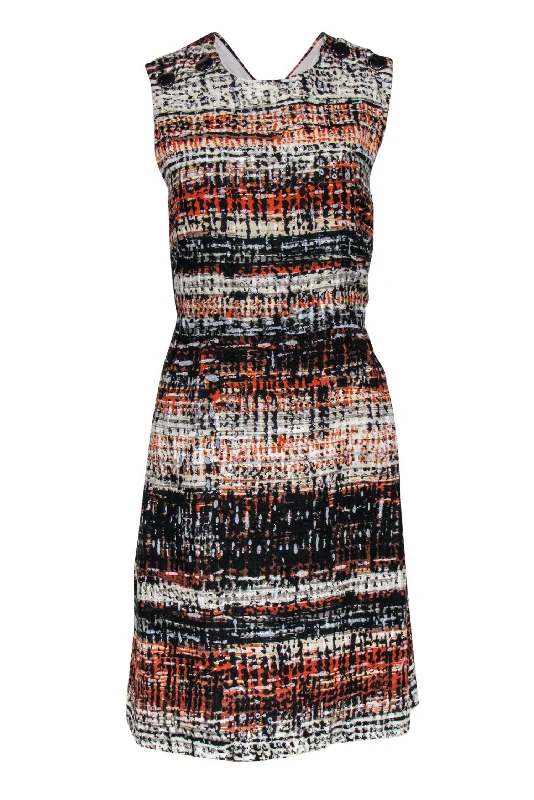 Milly - Orange & Black Open-Back Dress w/ Buttons Sz 10 Budget-friendly unclassified dresses