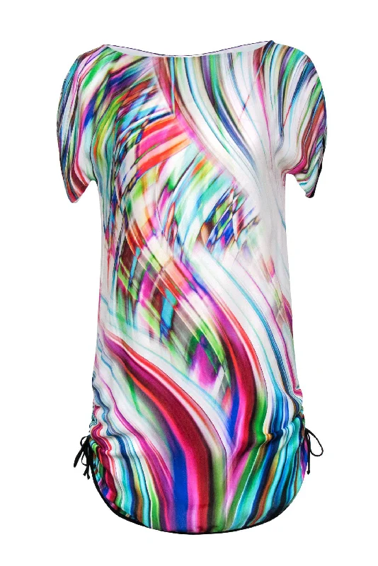 Milly - Multicolored Swirl Print Shift Dress Sz 4 Beaded unclassified dresses