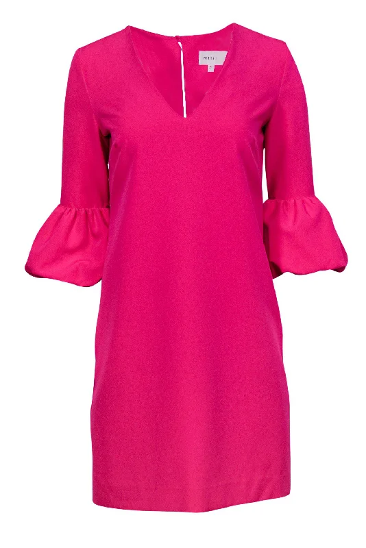 Milly - Hot Pink Shift Dress w/ Puff Sleeves Sz 4 Trendy new unclassified dresses