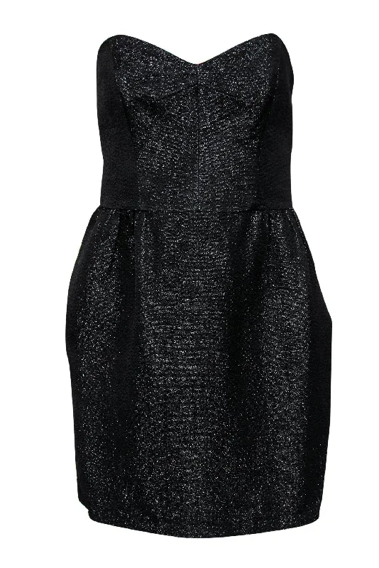 Milly - Black Sparkly Strapless Fit & Flare Dress Sz 6 Wrap unclassified dresses