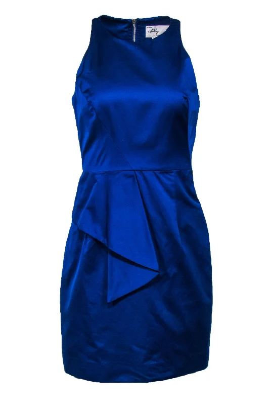 Milly - Royal Blue Sheath Dress w/ Asymmetrical Flounce Sz 6 Backless unclassified dresses