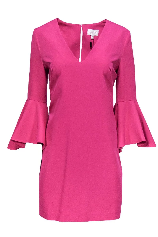 Milly - Fuchsia Shift Dress w/ Bell Sleeves Sz 8 Soft fabric unclassified dresses