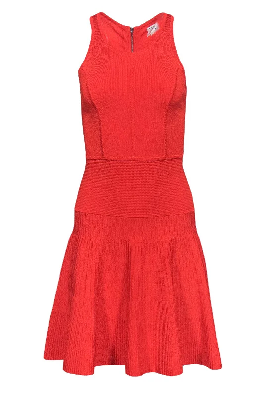 Milly - Bright Orange Ribbed Knit Dress Sz P Sleeveless unclassified dresses