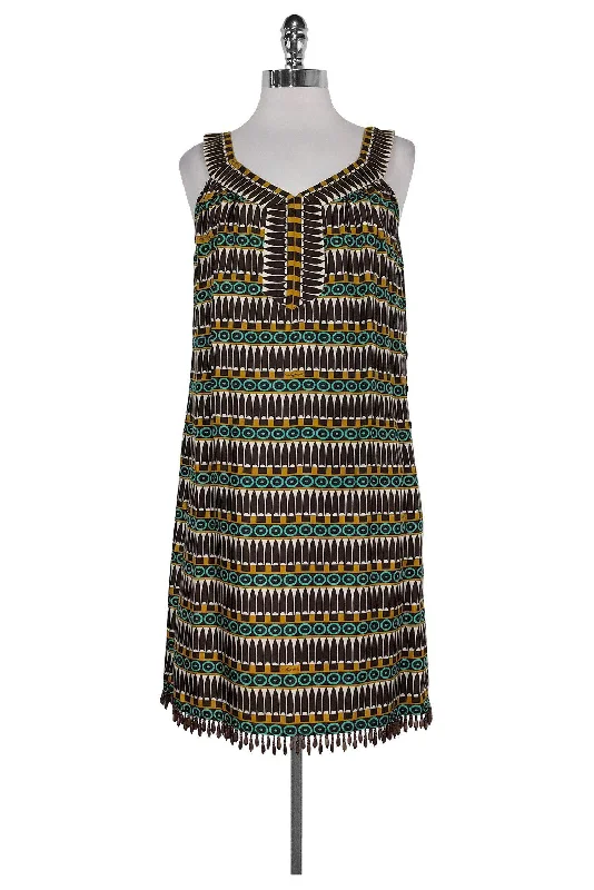 Milly - Tribal Print Shift Dress w/ Beads Sz 4 Lace unclassified dresses