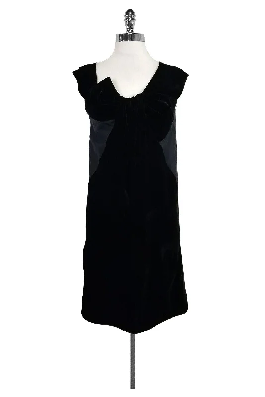 Miu Miu - Black Silk & Velvet Dress Sz 4 Fall unclassified dresses