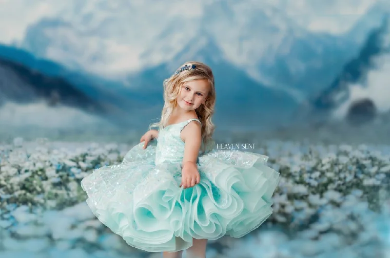 "Mystical Dreams" Butterflies- Seafoam -  Petal Length Dress ( 4 Year - Petite 5 Year) Sequin unclassified dresses