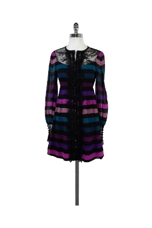 Nanette Lepore - Multicolor Striped Silk Dress Sz 4 Comfortable unclassified dresses