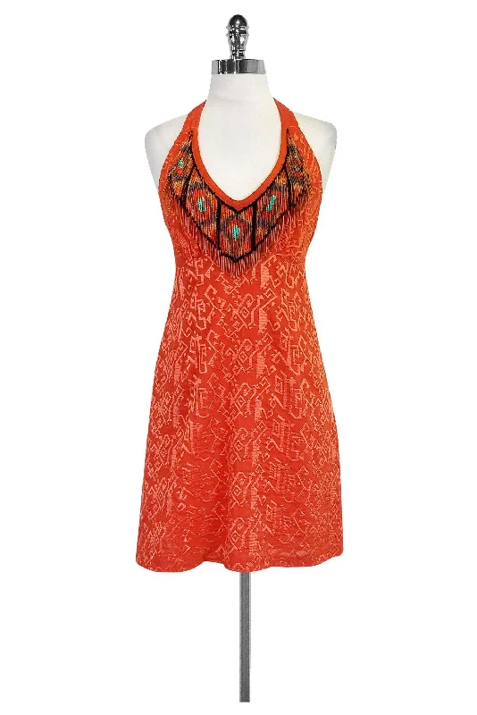 Nanette Lepore - Orange Beaded Tribal Dress Sz 8 Holiday unclassified dresses