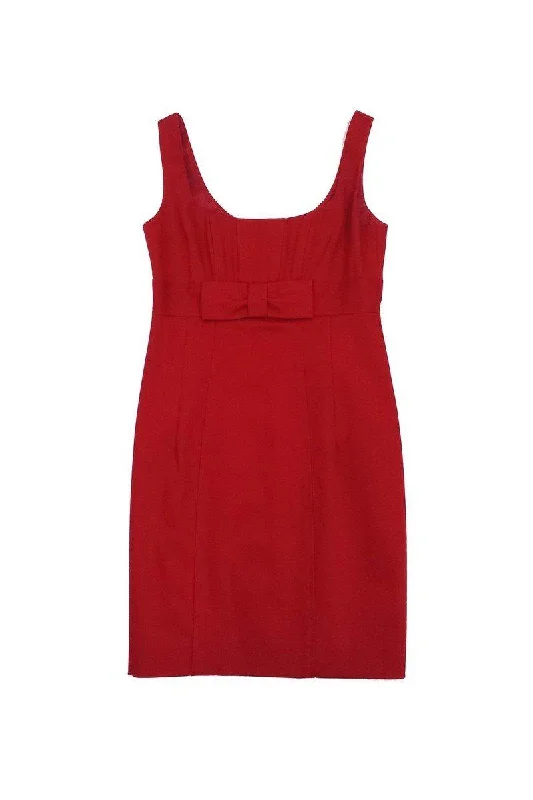 Nanette Lepore - Red Sleeveless Waist Bow Dress Sz 4 Chic unclassified dresses