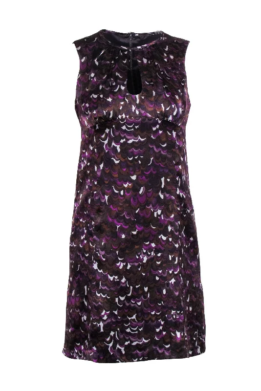 Nanette Lepore - Purple Printed Silk Dress w/ Keyhole Neckline Sz 2 Office unclassified dresses