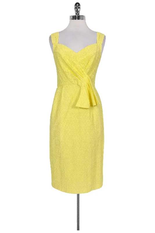 Nanette Lepore - Yellow Textured Fitted Dress Sz 2 Graduation unclassified dresses