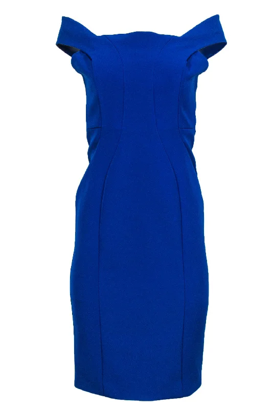 Nicholas - Cobalt Blue Sleeveless Sheath Dress Sz 4 Cocktail unclassified dresses