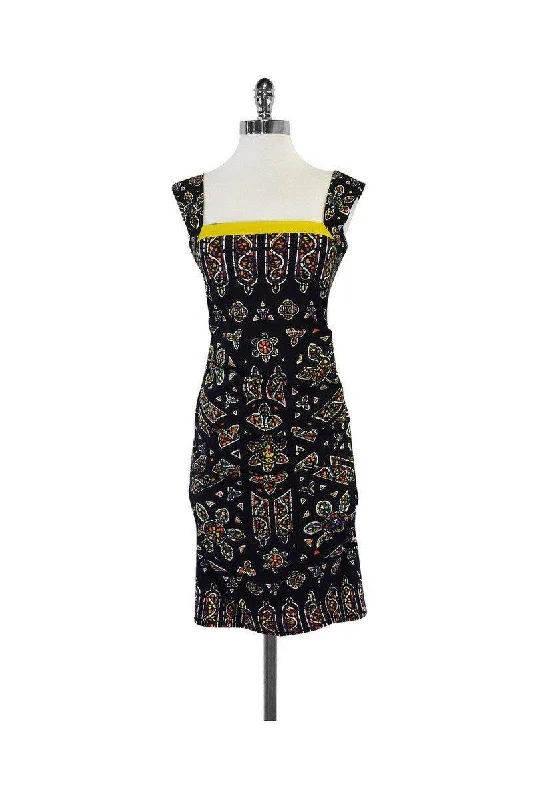 Nicole Miller - Multicolor Silk Gathered Sleeveless Dress Sz 4 Metallic unclassified dresses