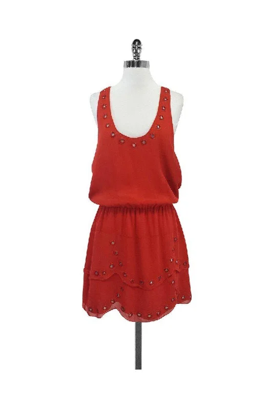 Nicole Miller - Red Silk Sleeveless Dress Sz L Club unclassified dresses