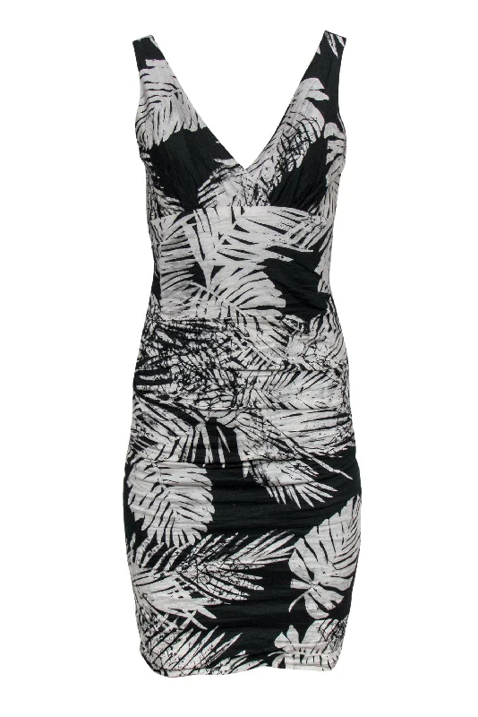 Nicole Miller - Tropical Print Cotton Blend Sheath Dress Sz 6 One-shoulder unclassified dresses