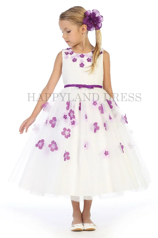 Off-White and 3D Purple Flower Dress D0802 Graduation unclassified dresses