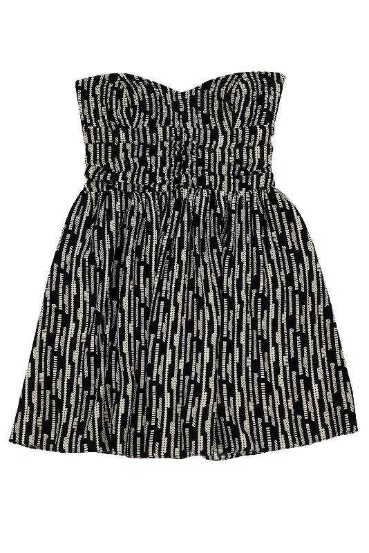 Parker - Black & White Strapless Dress Sz L Trendy unclassified dresses