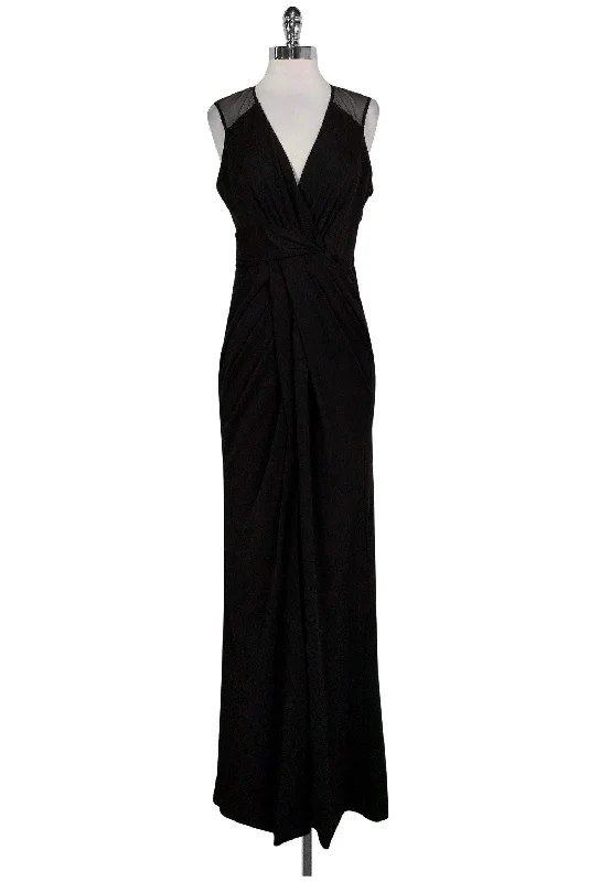 Parker Black - Black Draped Gown Sz 6 Sequin unclassified dresses