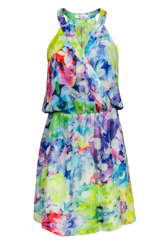 Parker - Bright Marbled Fit & Flare Dress Sz S Floral unclassified dresses