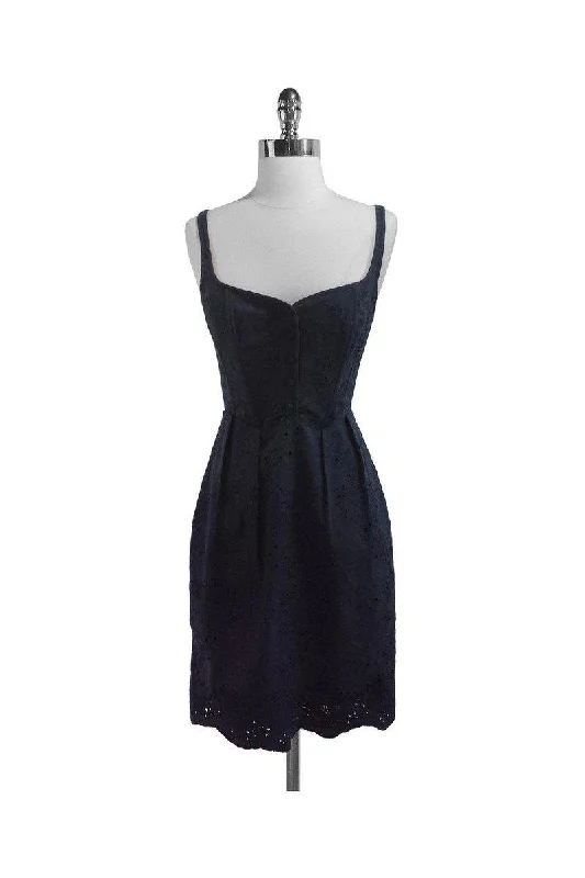 Paul Smith - Blue Eyelet Linen/Cotton Dress Sz 4 Affordable unclassified dresses