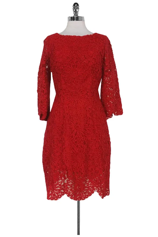 Plenty by Tracy Reese - Red Embroidered Dress Sz 0 Breathable unclassified dresses