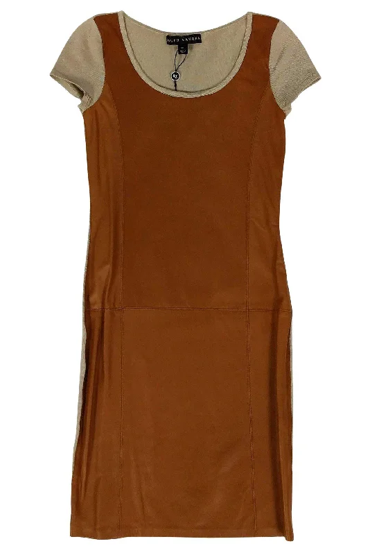 Ralph Lauren - Tan Leather Dress Sz XS Ruffled unclassified dresses