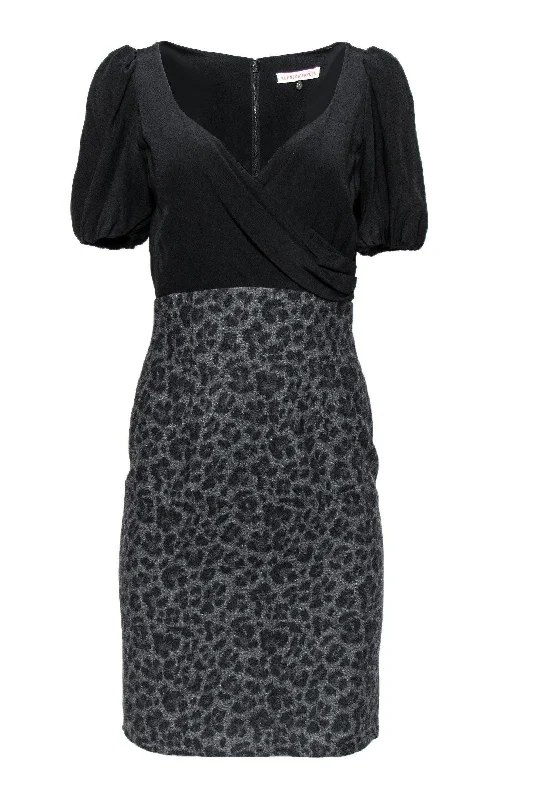 Rebecca Taylor - Black Leopard Print Dress Sz 6 Fall unclassified dresses