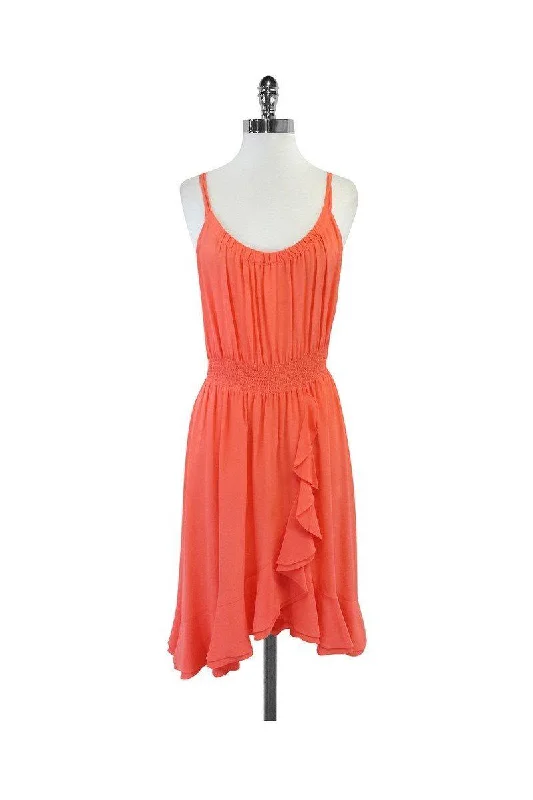 Rebecca Taylor - Coral Ruffle Spaghetti Strap Dress Sz 8 Casual unclassified dresses