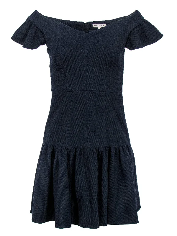 Rebecca Taylor - Navy Off-the-Shoulder Flounce Dress Sz 2 Chic unclassified dresses