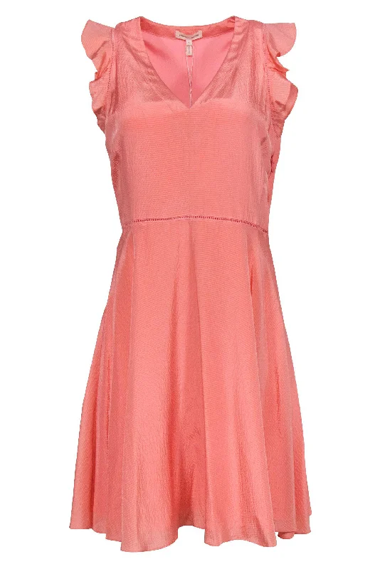 Rebecca Taylor - Pink Textured Silk Fit & Flare Dress Sz 4 Neutral tone unclassified dresses