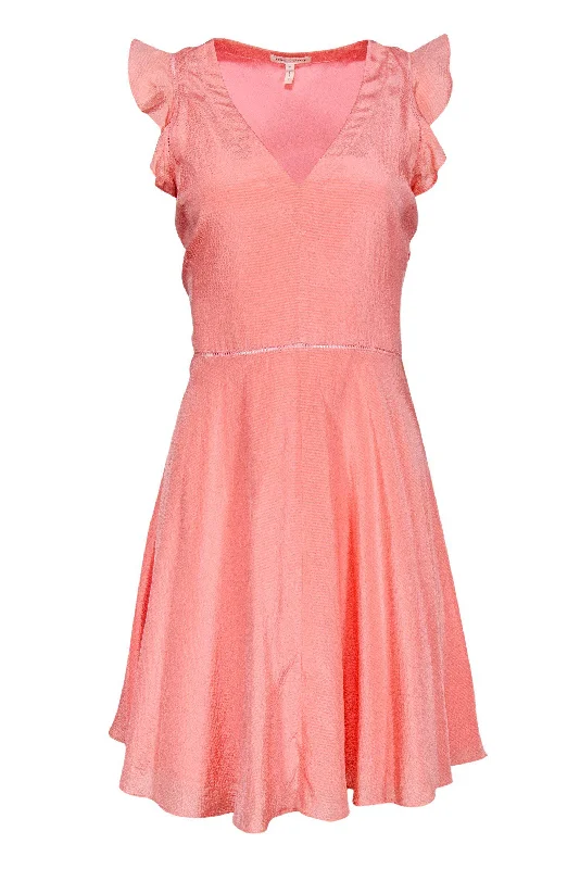 Rebecca Taylor - Pink Textured Silk Fit & Flare Dress Sz 6 Street style unclassified dresses