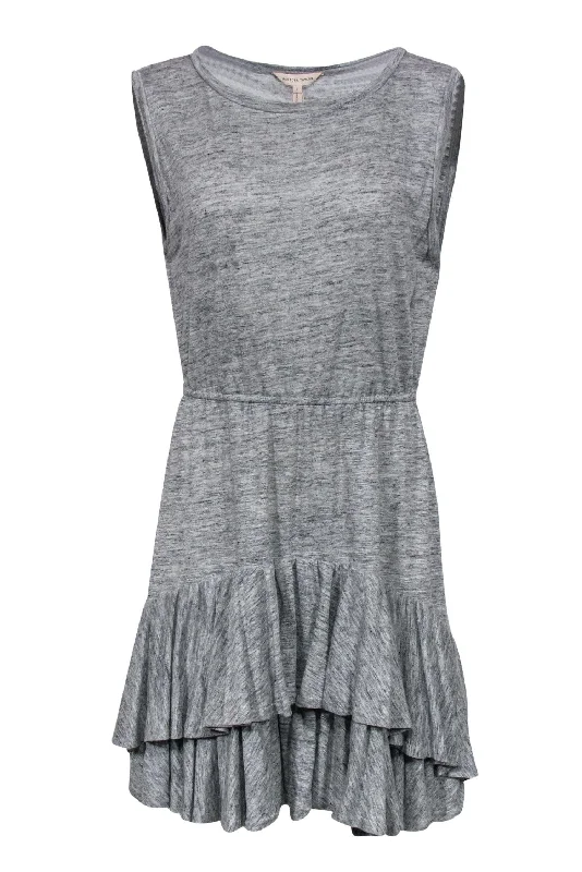 Rebecca Taylor - Heather Grey Sleeveless Tiered Linen Dress Sz L A-line unclassified dresses