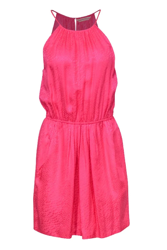 Rebecca Taylor - Bright Pink Reptile Printed Silk Dress Sz S Best-selling unclassified dresses