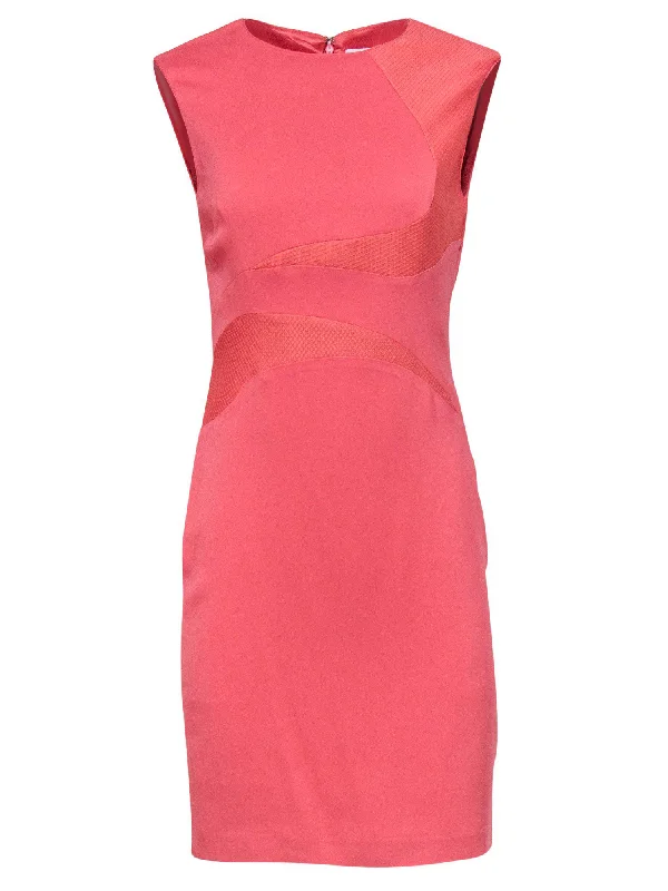 Reiss - Salmon Pink Textured Swirl Sheath Dress Sz 6 Club unclassified dresses