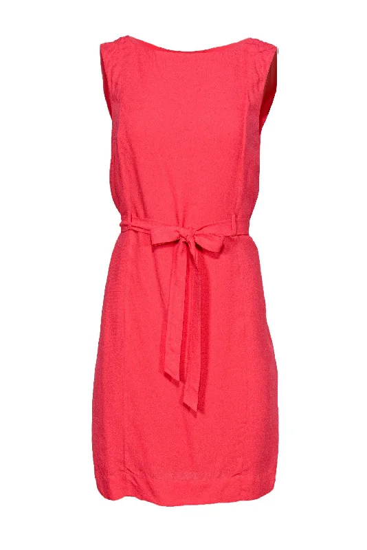 Reiss - Hot Pink Sleeveless Shift Dress w/ Belt Sz 6 Bright color unclassified dresses