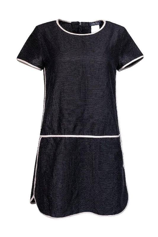 Max Mara - Black & White Textured Dress Sz 8 Metallic unclassified dresses